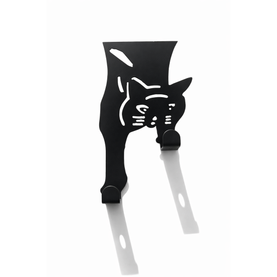 cuier metalic cu pisică pentru ușă