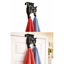 Cuier metalic cu pisică – agățător decorativ pentru ușă