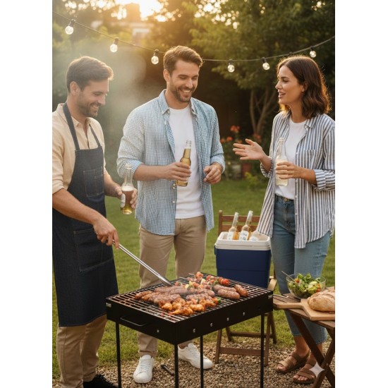 Grătar Heavy-Duty 60×40 cm din Tablă Groasă, cu Picioare Demontabile