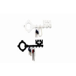 Cuier metalic pentru chei – design cheie (Alb/Negru)