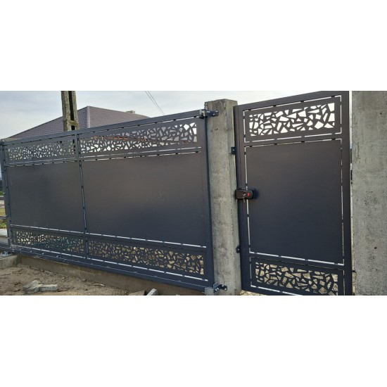 Poarta metalica fier forjat debitata laser model simplu liniar Model Autoportanta 020