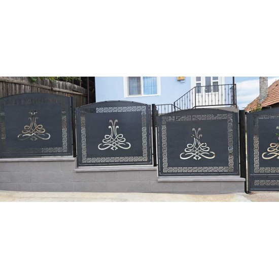 Porți metalice batante din 2 bucăți debitate laser cu model Tribal cod 032